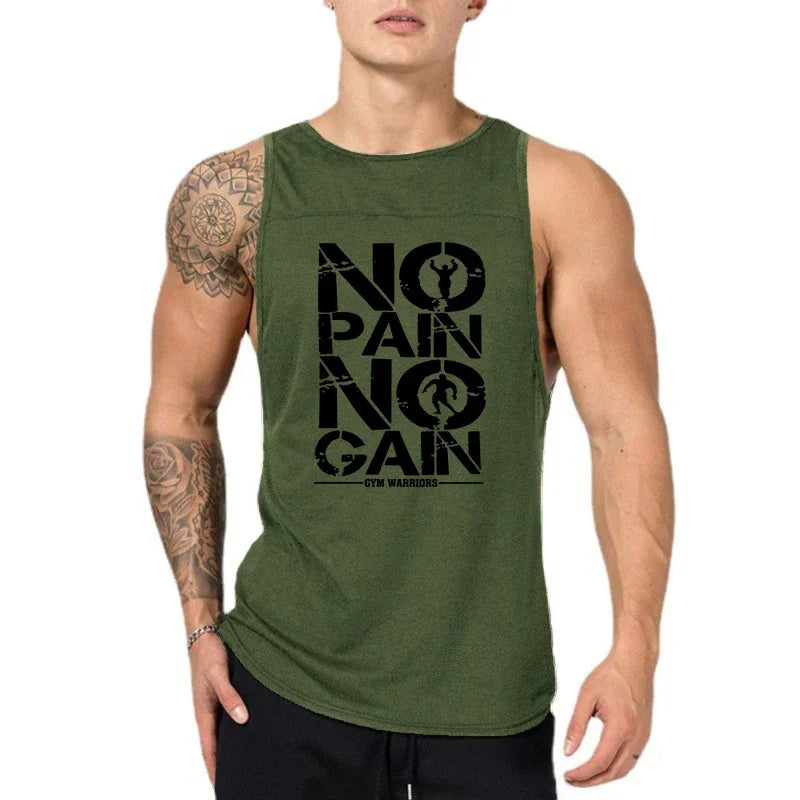 Mens Casual Training Muscle Clothing Gym Bodybuilding Fitness Tank Tops Summer Running Vests Cotton Breathable Sleeveless Shirts