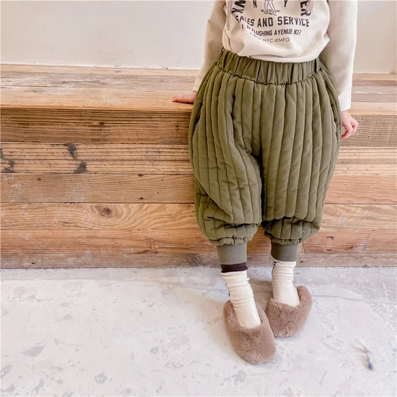 Children's Clothing From 2 To 7 Years Winter Kids Warm Cotton-Padded Trousers Baby Girls Thick Pants Toddler Boys Wear Clothes