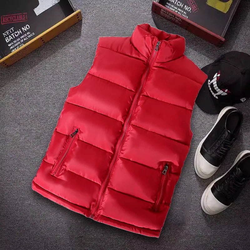 Mens Vest Jacket Warm Sleeveless Jackets Winter Waterproof Zipper Coat Autumn Stand-up Collar Casual Waistcoat Brand Clothing