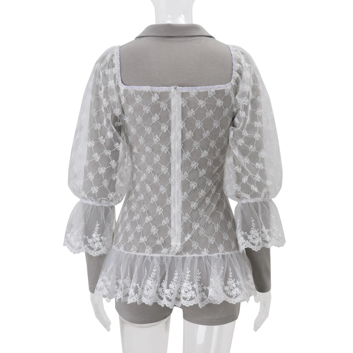 Women's Clothing 2026 Spring New Fashion French Lace See-through Hook-up Dress with Jumpsuit