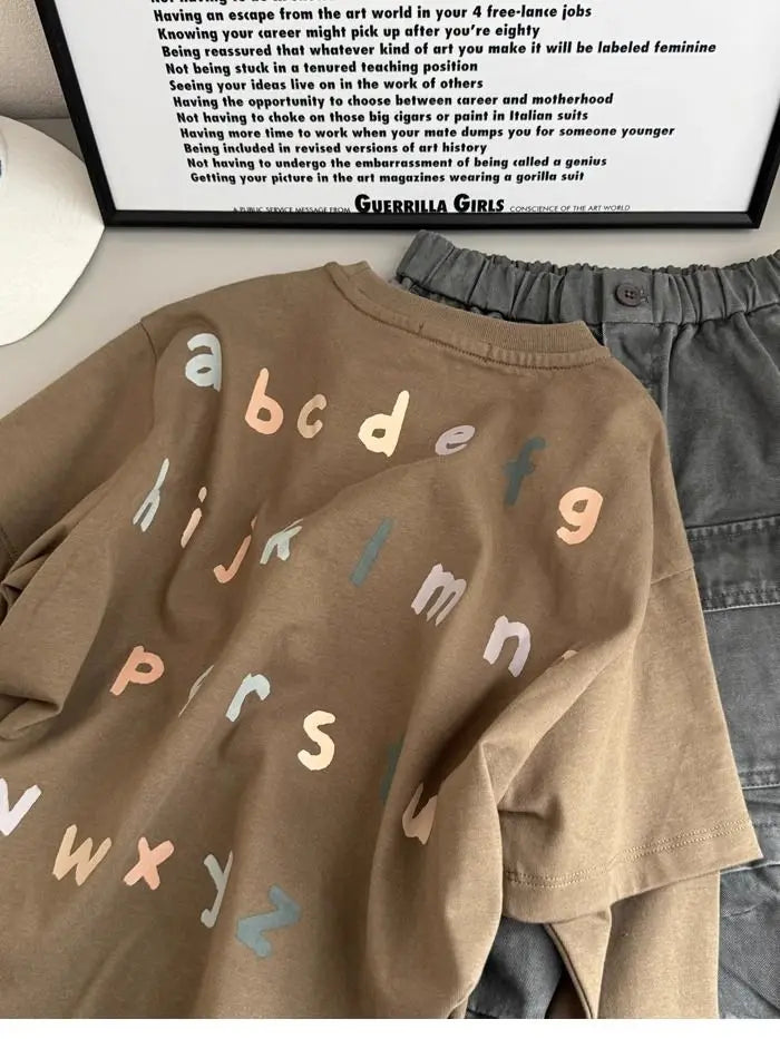 Children's Clothing Boys' Long Sleeved T-Shirt Spring and Autumn Children's Cotton Casual Base Top
