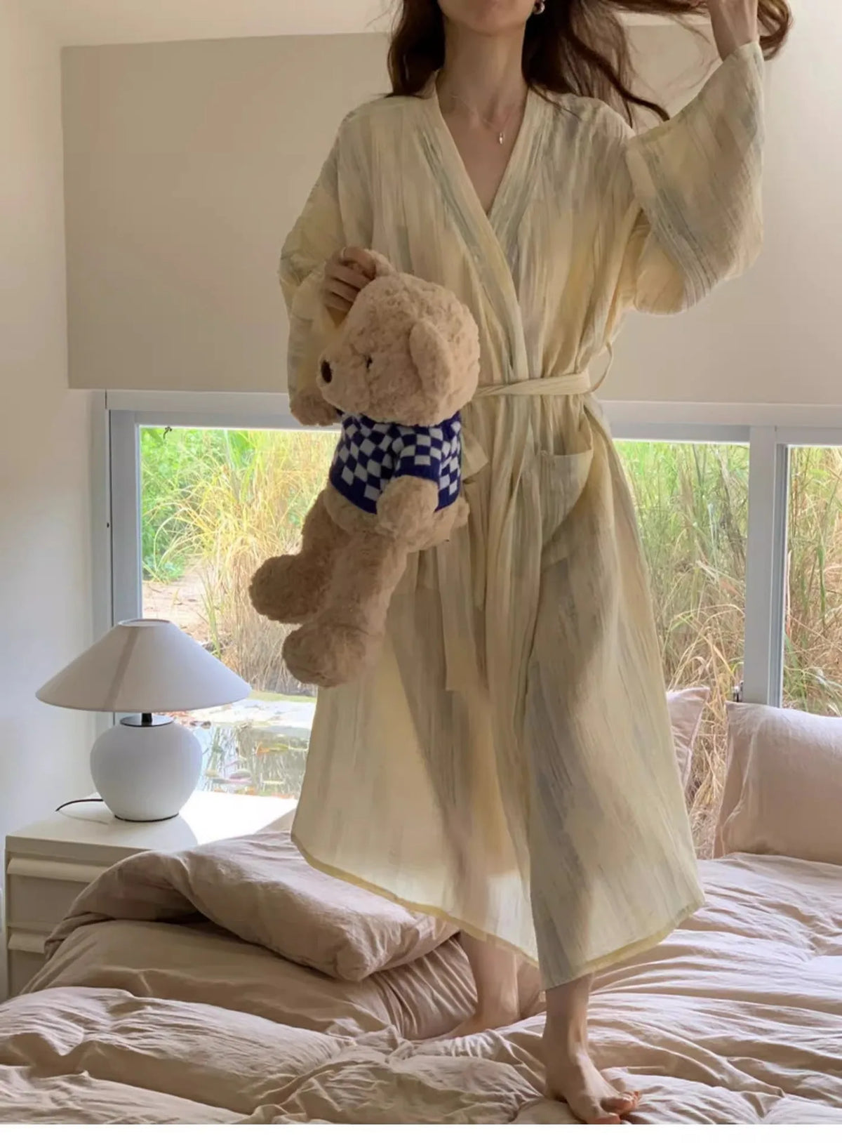 New Women Long Bathrobe Breathable Casual Wear Spring Autumn Loose Pajamas Girls Ladies Teen Casual LoungeWear Woman Nightdress