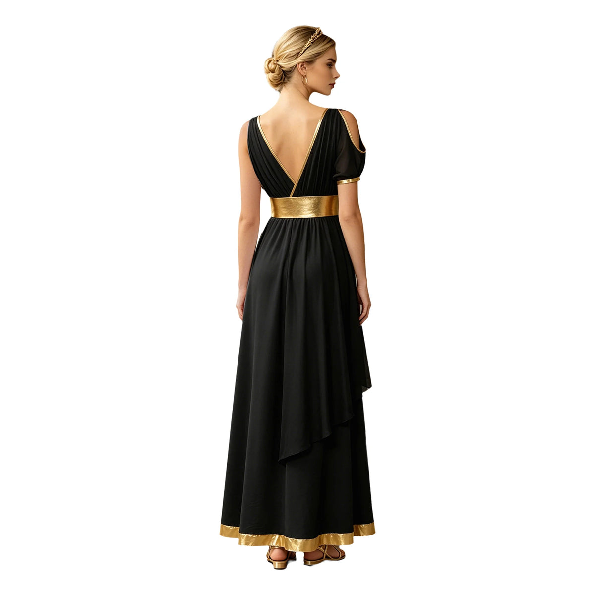 Women Ancient Greek Worship Prayer Tunic Dress Mythology Cosplay Outfit Cold Shoulder Short Sleeve Toga Dress Myths Clothes