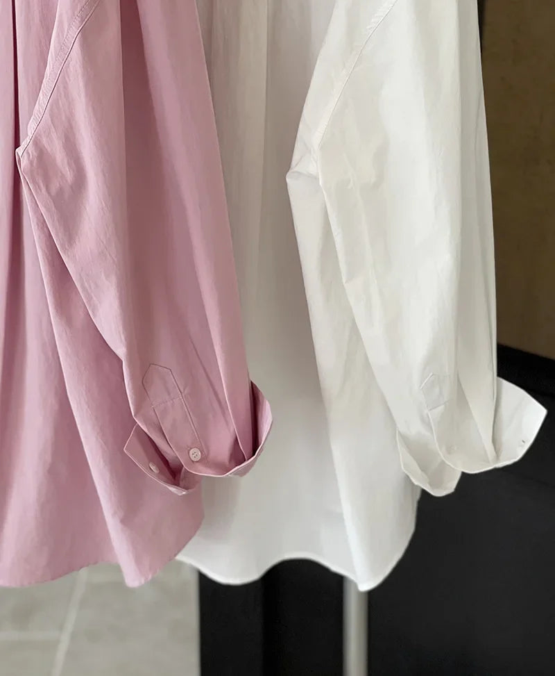 2026 Womens Tops And Blouses Fashion Pink White Shirts Blusas Roupa Women Spring Long Sleeve 100% Cotton Blouses Top Feminina