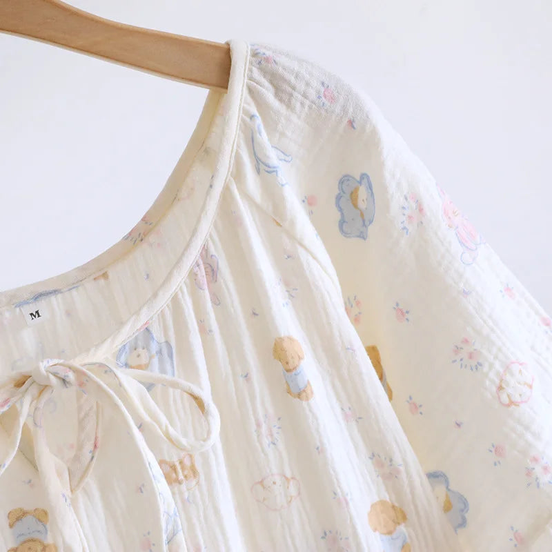 Ladies' Cotton Cloth Sleeping Dresses for Spring and Summer Newest Loose Home Clothes Cute Sweet Women Nightwear Clothes