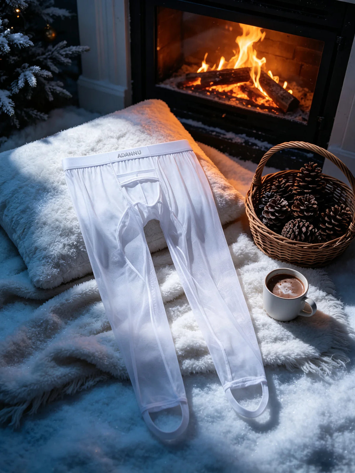 Mens Mesh Long Base Layer Pants Light Breathable Mesh Material Wide Elastic Waist Slim Fit Transparent Trousers Home Casual Men