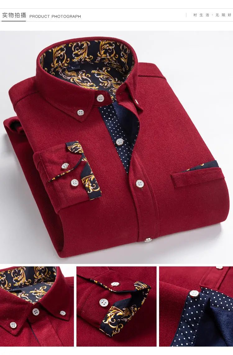 Mens Clothing Shirt For Men Long Sleeve Casual Shirt Winter Camisas Blouse Men's Streetwear Autumn Streetdress Thick Hombre