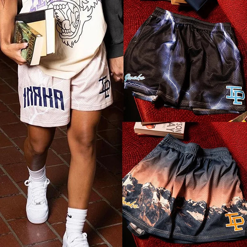 Mens Clothing IP Trend Casual Sports Shorts Gym Fitness Quick Dry Breathable Mesh Beach Basketball Jogger Short Pants Sweatpants