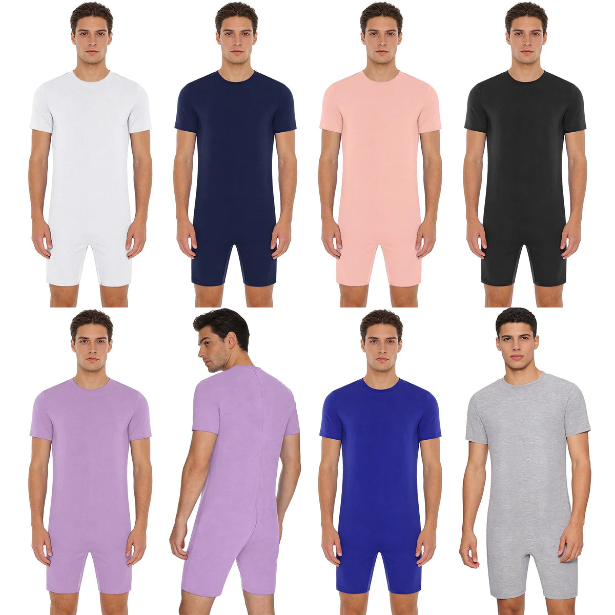 Men Women Elderly Alzheimer Autism Special Needs Adaptive Clothing Anti-Strip Back Zipper Bodysuit Homewear Sleepwear Daily Wear