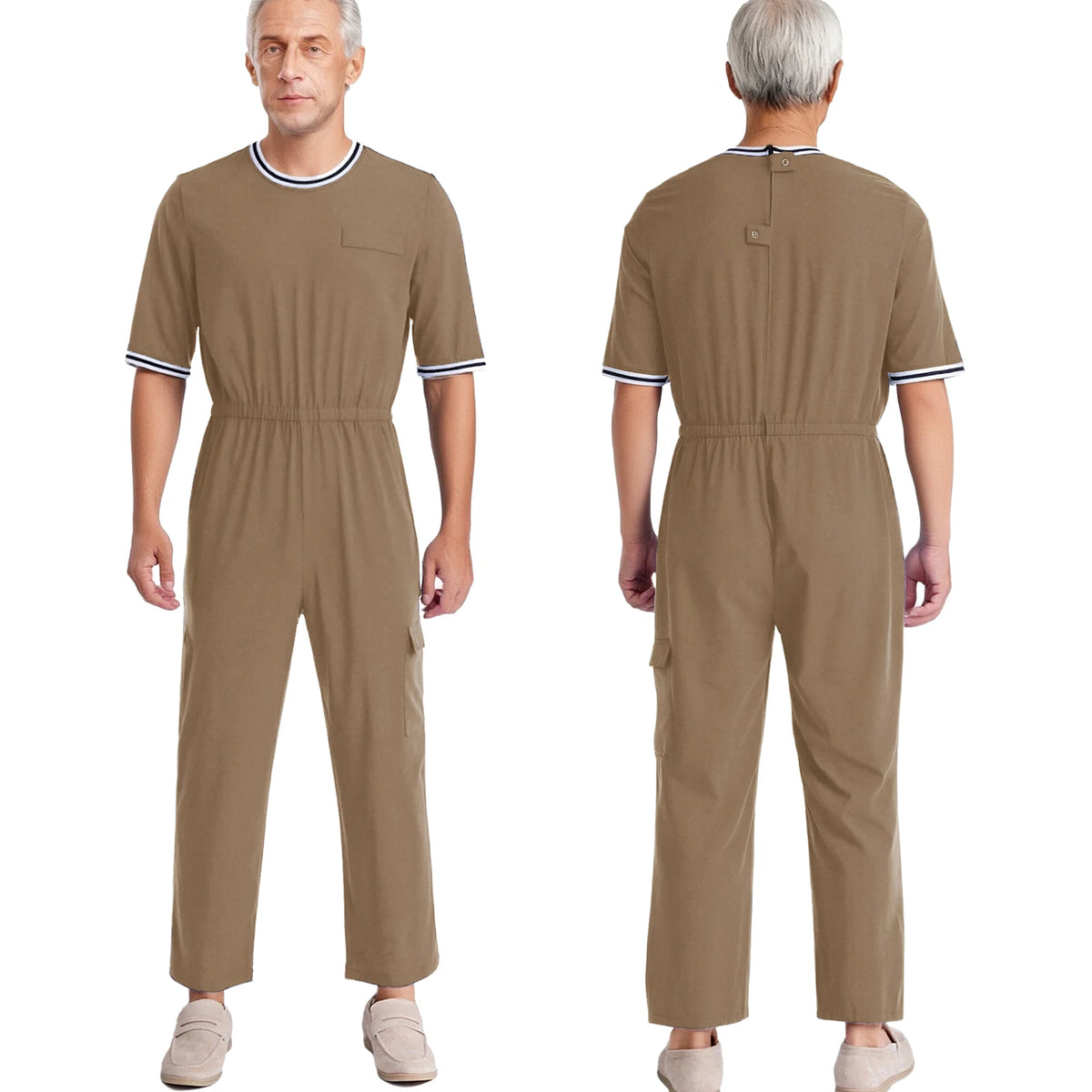 Adult Special Needs Adaptive Clothing Long Short Sleeve Zipper Anti-Strip Jumpsuit Sleepwear for Disabilities Alzheimer Patient