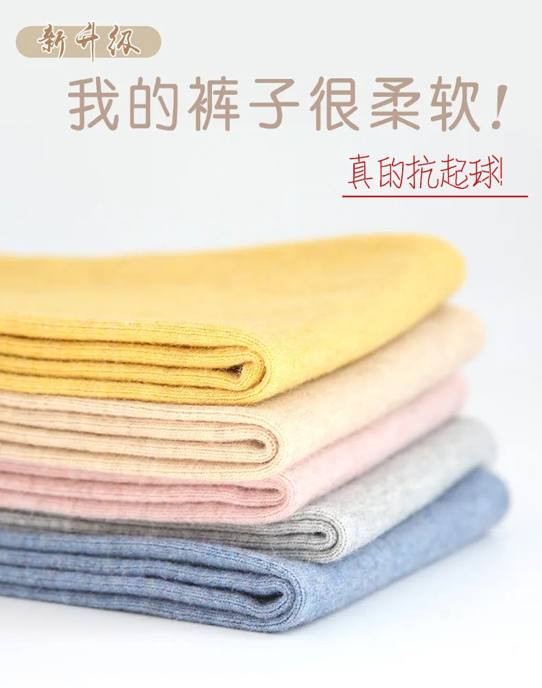 Children Cashmere Pants Winter Warm Wool Pants for Kids Boys Girls Thermal Pants Teenager Long Johns Baby Wool Knitted Trousers