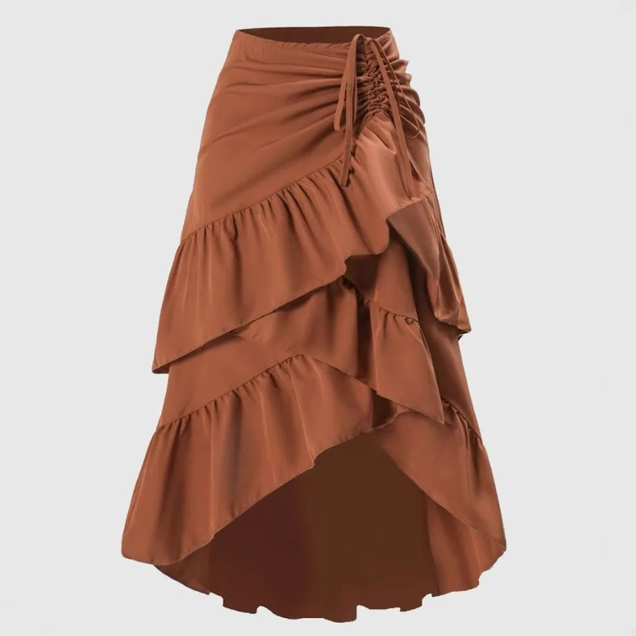 Women's Clothing 2025 Summer New High Waisted Patchwork Slimming Half Skirt with Ruffled Hem Hem
