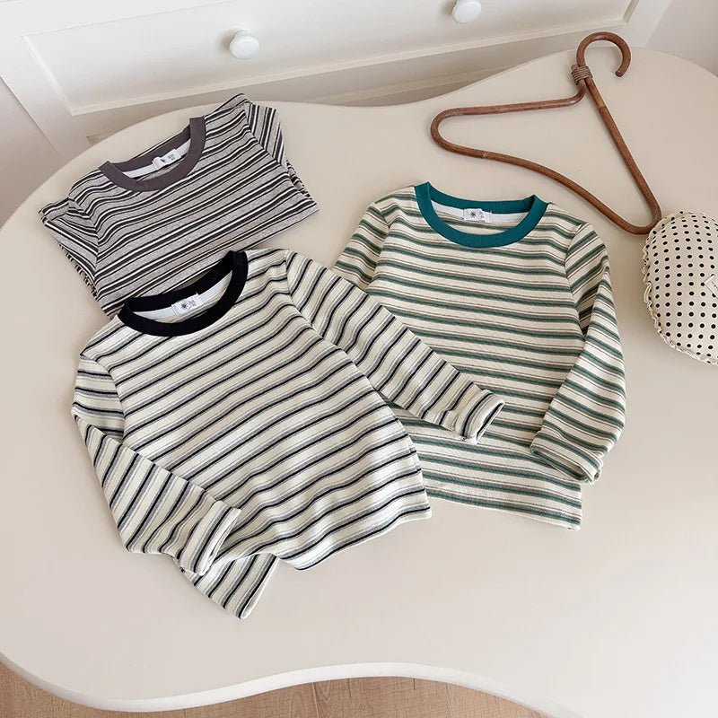 Children's Clothes Girls Tops Boys Clothing For Autumn Spring Striped Long Sleeve T-shirt