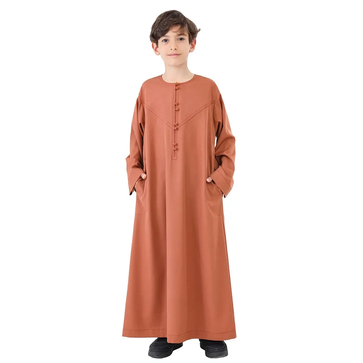 Children Robe Long Sleeve Teenager Muslim Clothing Boys Kaftan Islamic Middle East Arab Jubba Thobe Eid Djellaba Ramadan Abayas