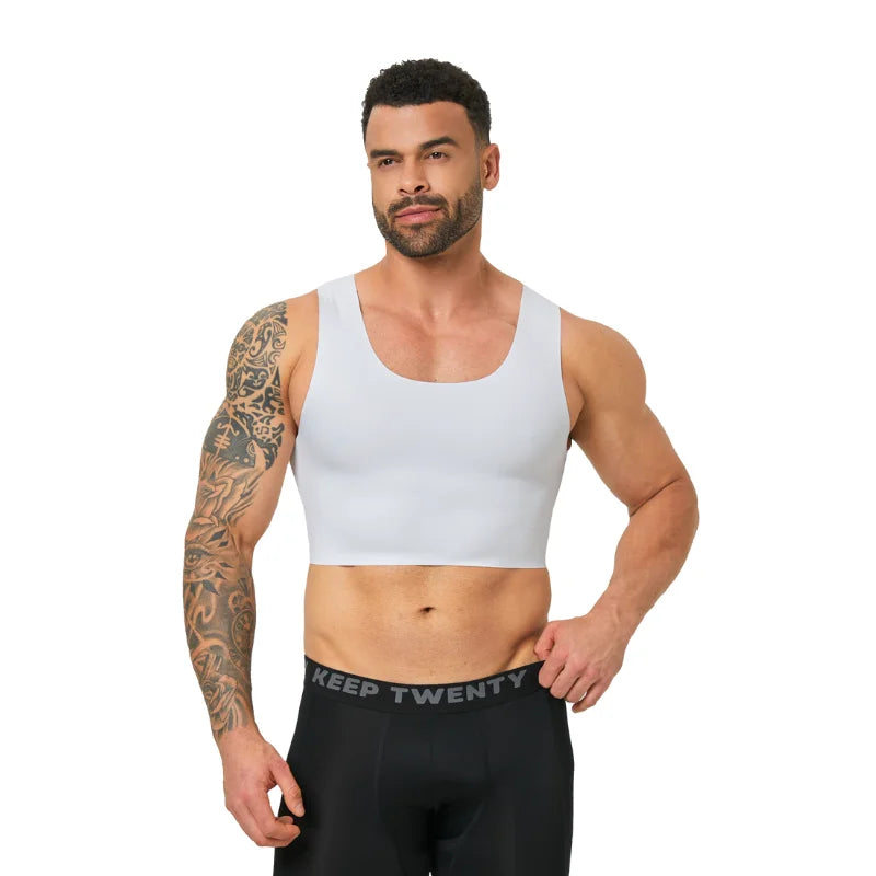 Men's Seamless Shaping Short Vest, Sleeveless Slim Fit Underwear, High Elasticity Breathable Comfortable Vest