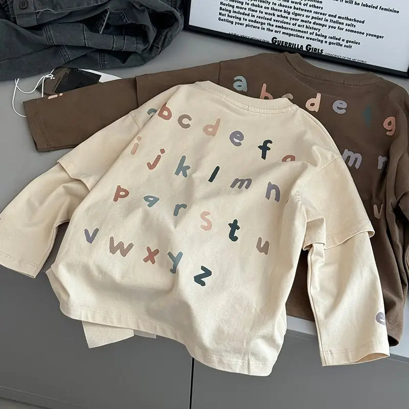 Children's Clothing Boys' Long Sleeved T-Shirt Spring and Autumn Children's Cotton Casual Base Top