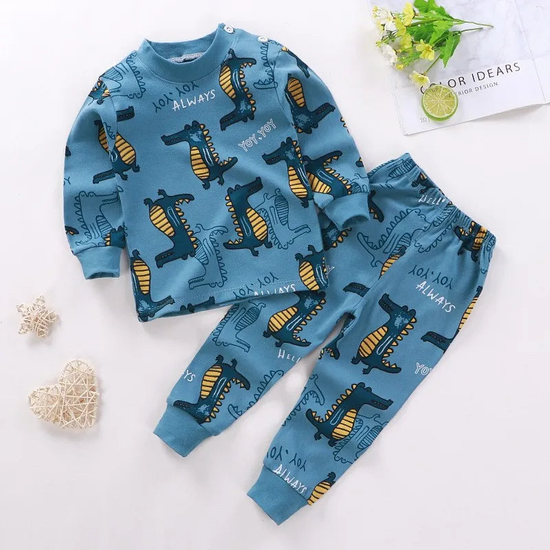 New Children Pure Cotton Underwear Suits Boys Girls Autumn Clothing Autumn Pants Toddler Cartoon Suits Bay Cute Home Clothing