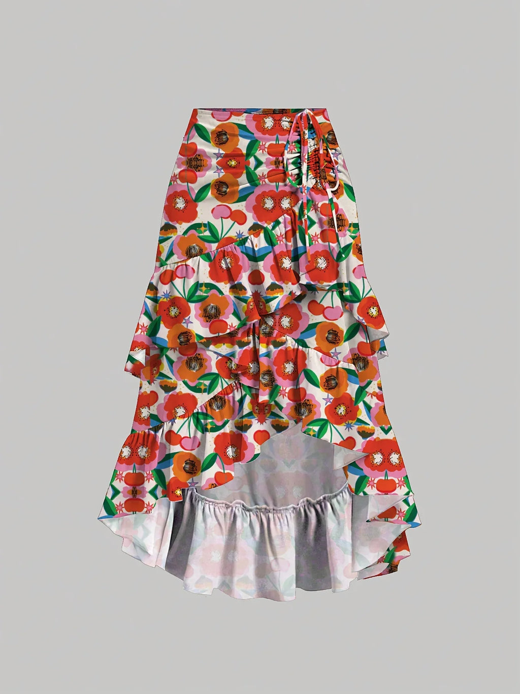 Women's Clothing 2025 Summer New High Waisted Patchwork Slimming Half Skirt with Ruffled Hem Hem