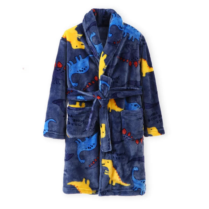 Children Flannel Pajamas Robe Autumn and Winter Kids Sleepwear Children Nightgown Soft Pajamas for Girl Boys Bathrobe 4-16 Years