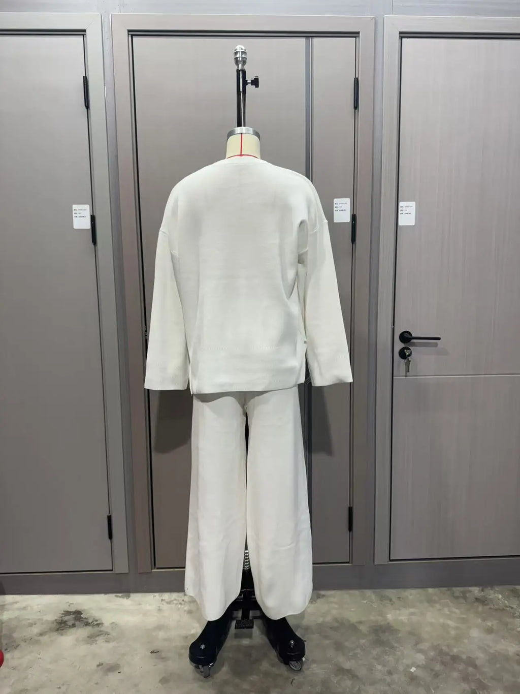 Women's Clothing 2025 Autumn New Solid Color Round Neck Fashion Casual Wide Leg Pants Sweater Suit Female