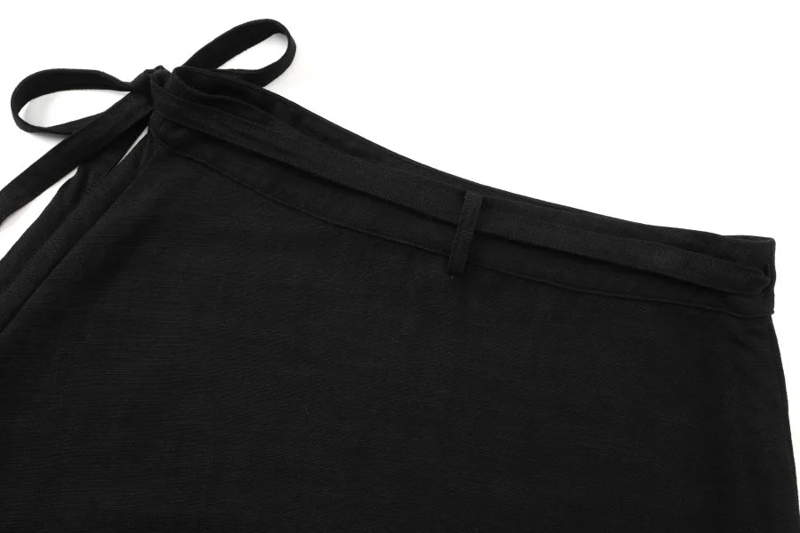 AS 2025 spring summer woman  linen one pieces  wrap skirts adjustable waist 2cm skirt high quality linen lady wear