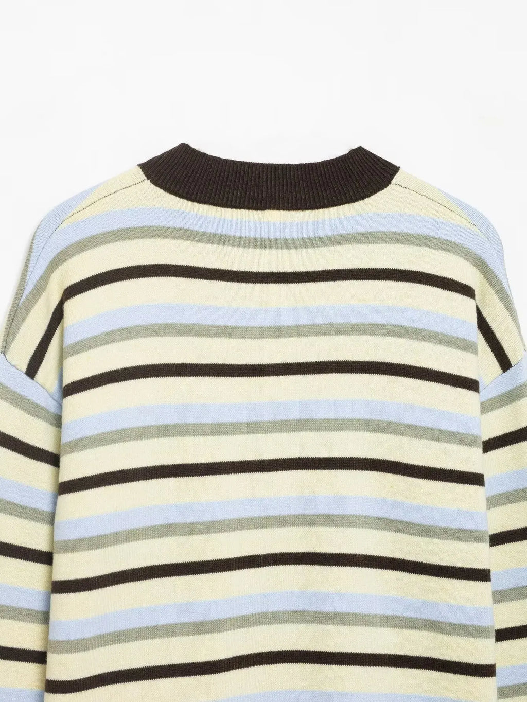 Women's Clothing 2025 Autumn New Item Sweet and Fresh Striped Long Sleeved Single Breasted Knitted Sweater Top