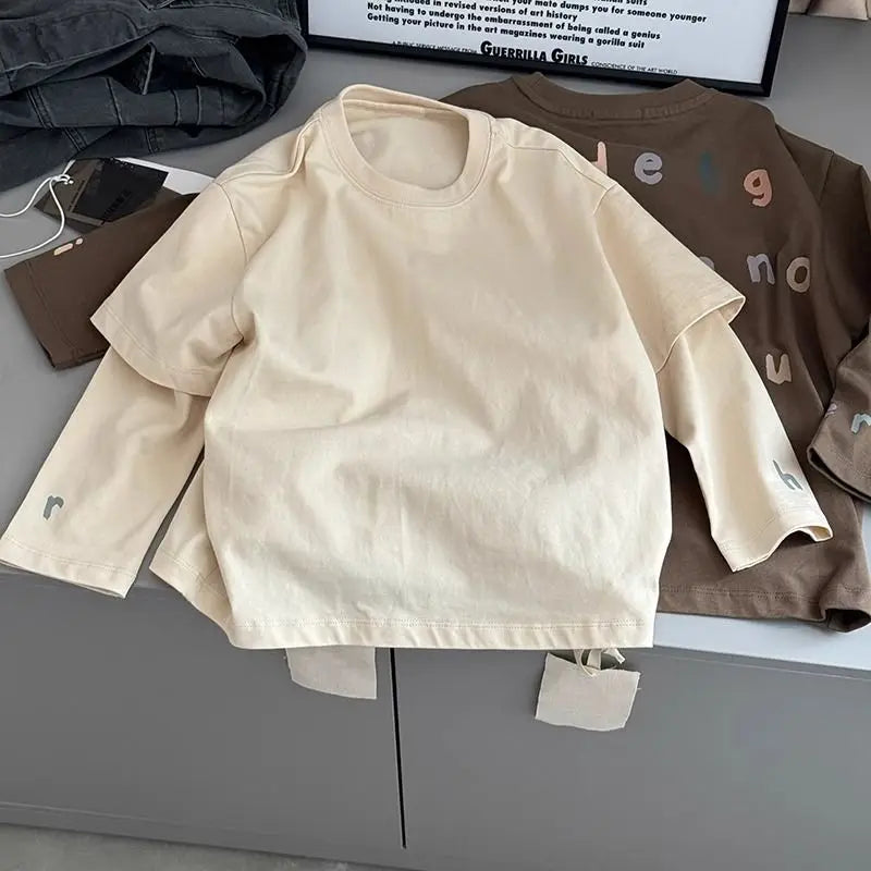 Children's Clothing Boys' Long Sleeved T-Shirt Spring and Autumn Children's Cotton Casual Base Top
