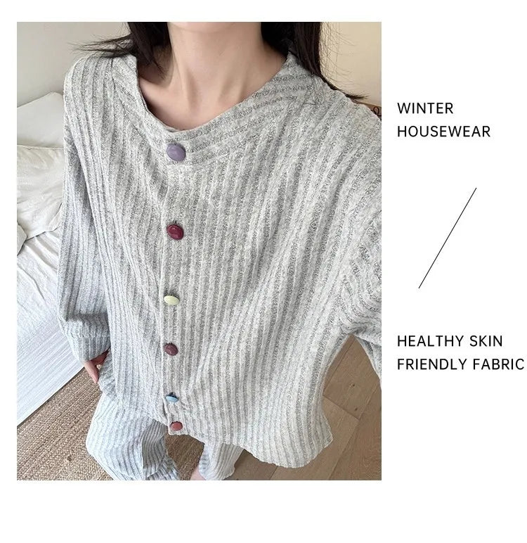 Pajamas for women in autumn and winter, thickened cashmere warm suits, German velvet home clothes, can be worn outside in winter