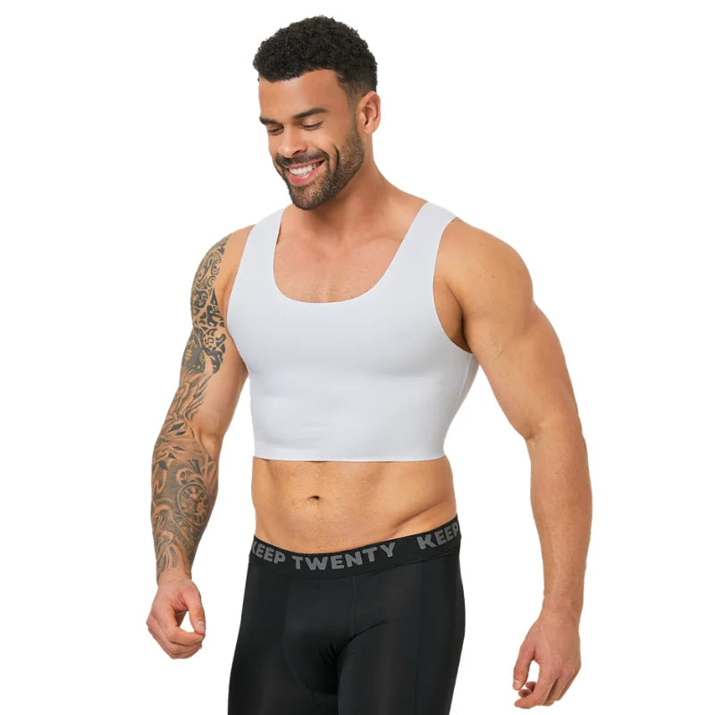 Men's Seamless Shaping Short Vest, Sleeveless Slim Fit Underwear, High Elasticity Breathable Comfortable Vest