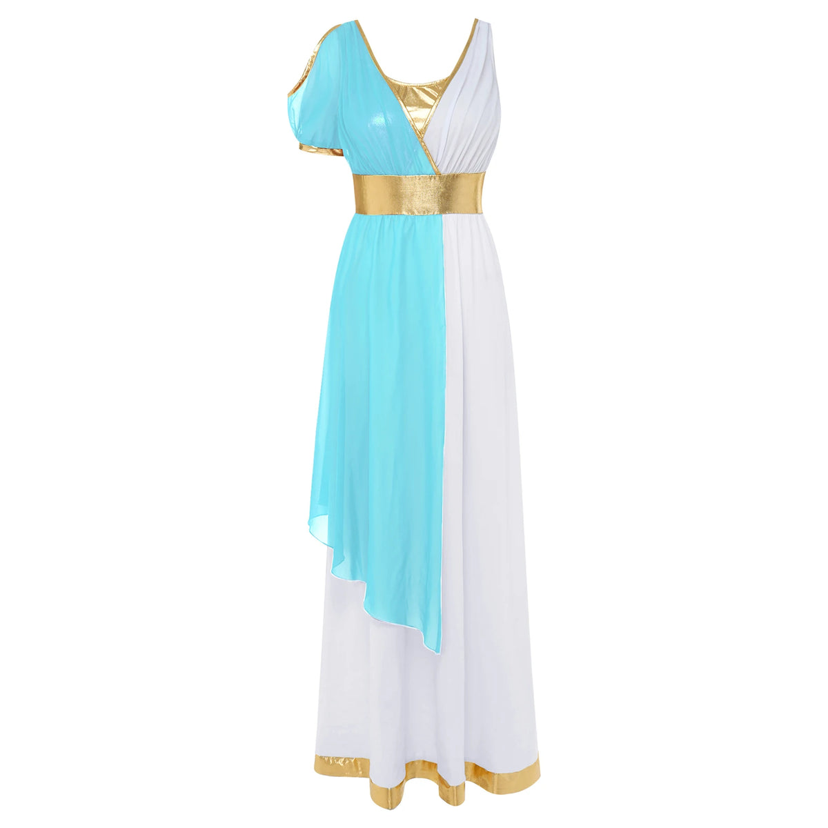 Women Ancient Greek Worship Prayer Tunic Dress Mythology Cosplay Outfit Cold Shoulder Short Sleeve Toga Dress Myths Clothes