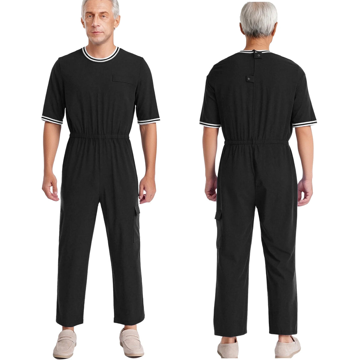 Adult Special Needs Adaptive Clothing Long Short Sleeve Zipper Anti-Strip Jumpsuit Sleepwear for Disabilities Alzheimer Patient
