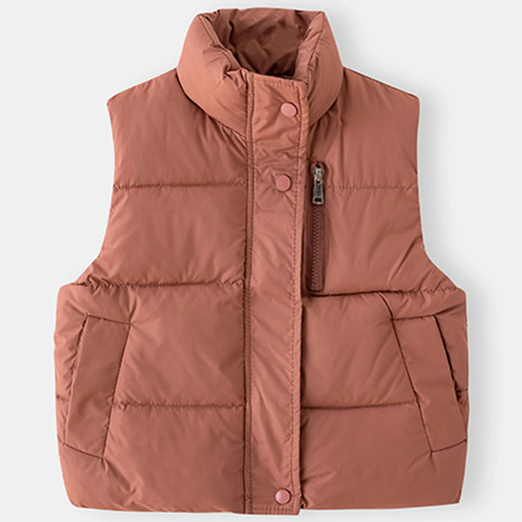 Children's Down Cotton Jacket,Girls Winter Vest,Warm Sleeveless Fleece Boys Waistcoat,Stand Collar Toddlers Quilted Coat