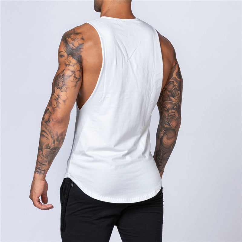 Men's Gym Clothing Summer Fitness Cotton Tank Top Men Jogging Bodybuilding Sleeveless Shirt Breathable O-Neck Casual Muscle Vest