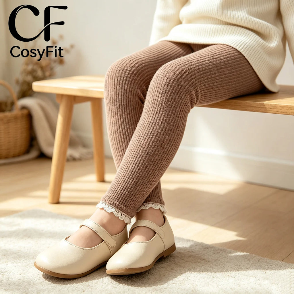 Autumn New Baby Ribbed Lace Leggings Girl Toddler Casual Cotton Trouser Boy Infant Solid Kintted Pants Kid Bottoming Pants