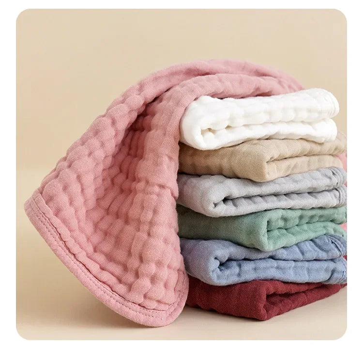 Cotton Baby Burp Cloths 6 Layer Muslin Towel Washcloths Absorbent Soft Gauze Facecloth Saliva Towel Feeding Baby Stuff