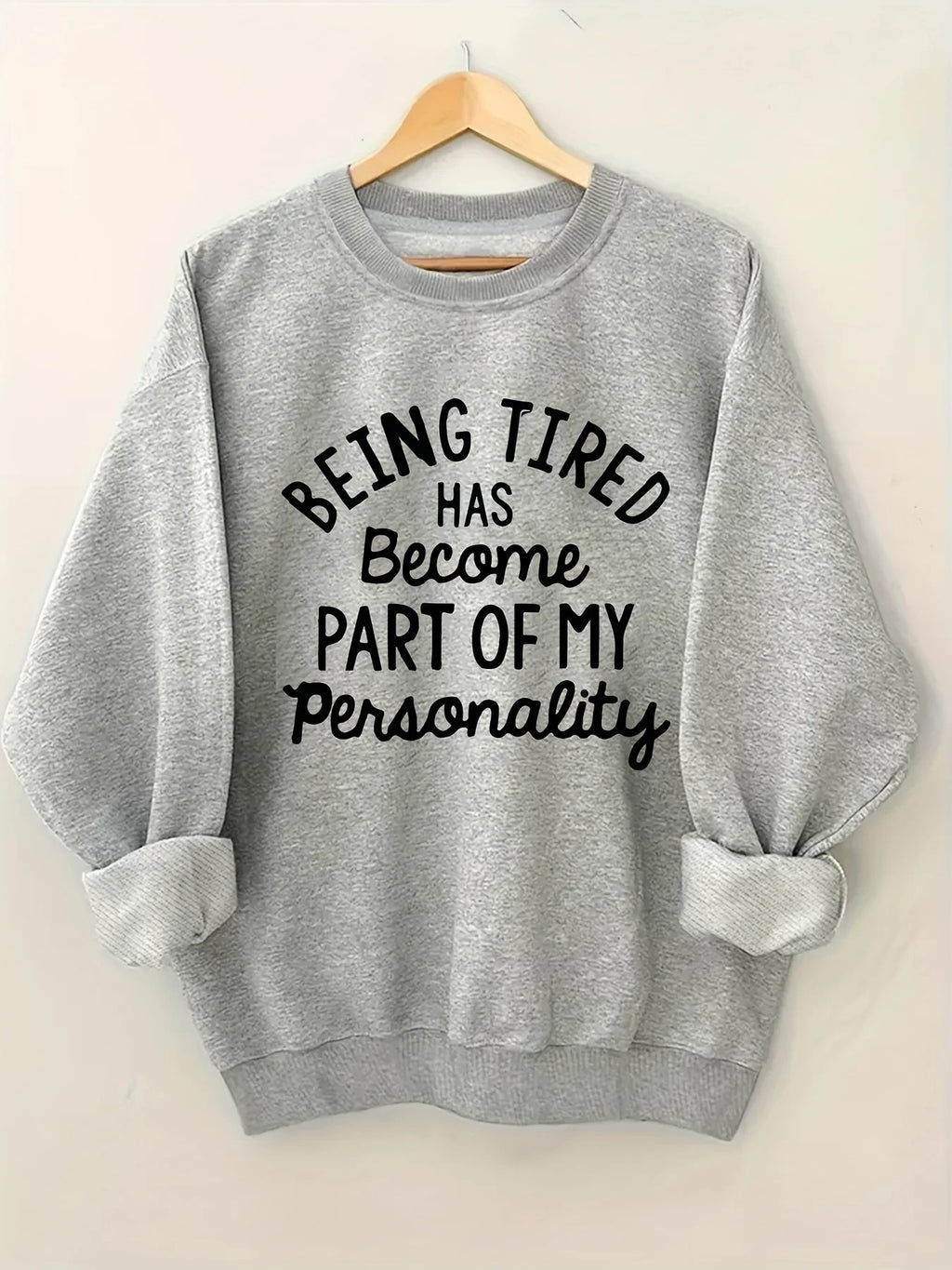 [Women's  Clothing]  Letter Print Sweatshirt |   Casual Long Sleeve Crew Neck Pullover