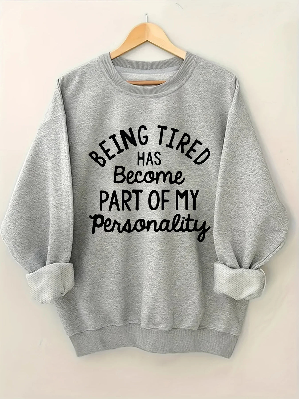 [Women's  Clothing]  Letter Print Sweatshirt |   Casual Long Sleeve Crew Neck Pullover