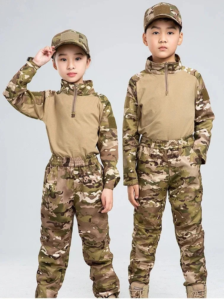 Children Boys  Tactical  Uniform Hunting Clothing Sets Airsoft Camouflage Suits Hiking Training Outdoor Parent-child