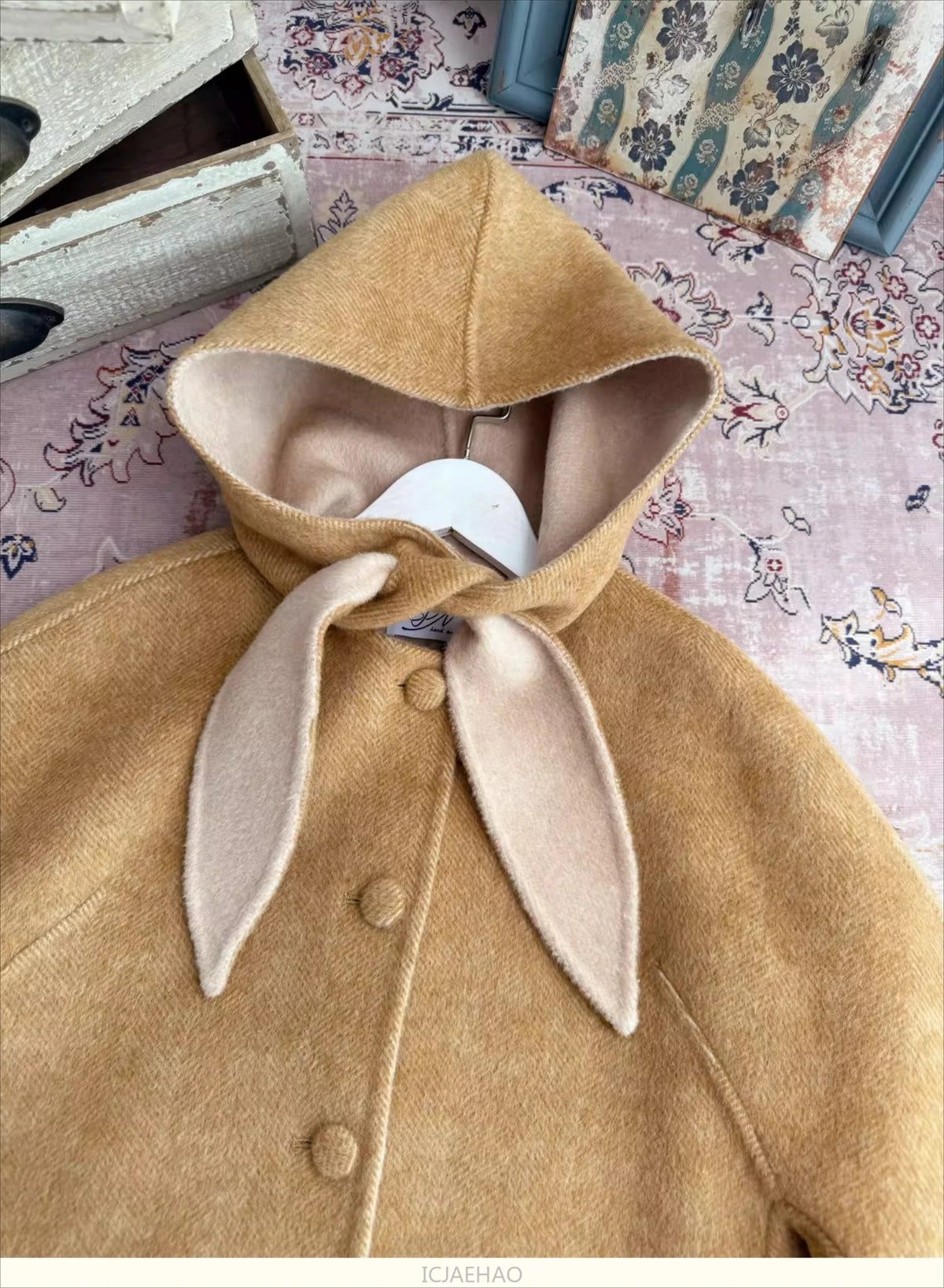 Teen Girl Clothes 2025 Children Wool Double Faced Girls Coat Clothes Kids Herringbone Outerwear Costumes Hooded Cape Handmade