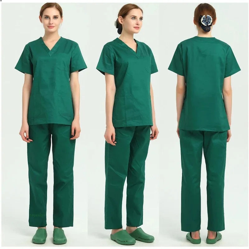 100% Cotton Scrubs Medical Uniforms Woman and Men Kombinezon Medyczny Gorros Clinicos De Mujer Bata Laboratorio Hombre Ropa Medi