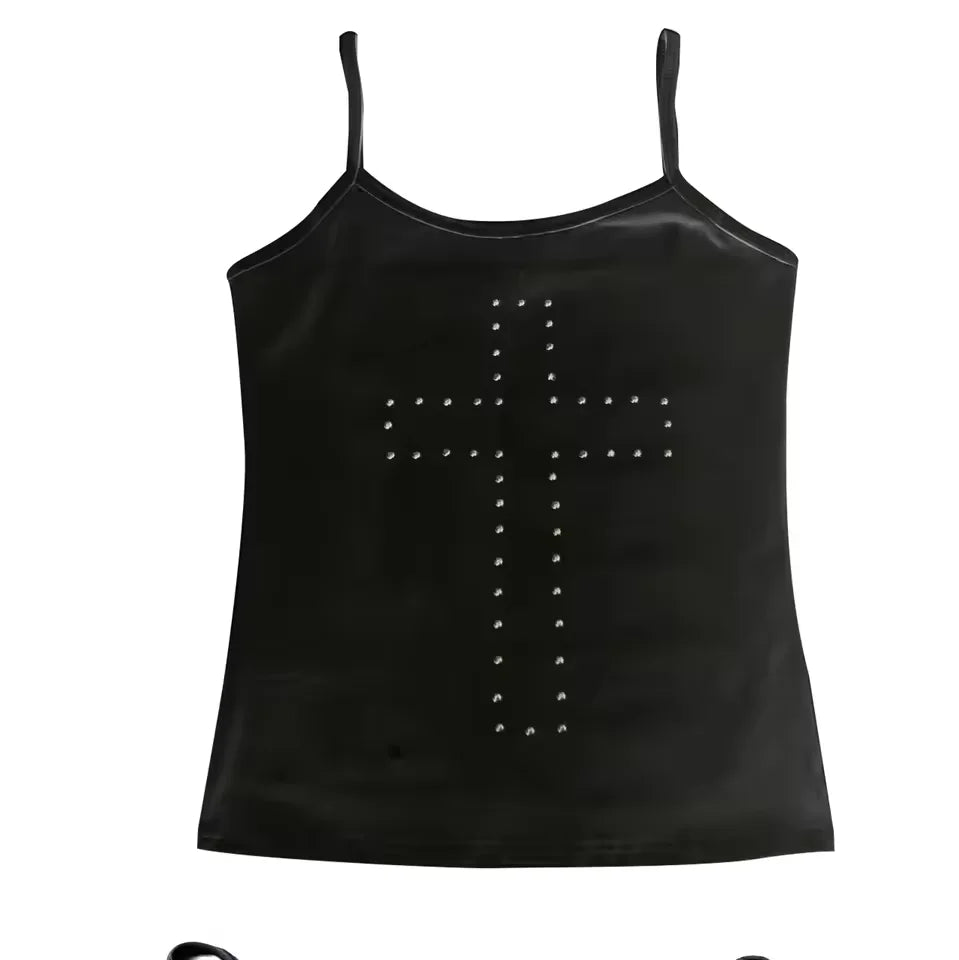 Woman Clothes Vintage Women's 2000s Y2k Tops Corset Emo Summer Aesthetic Women's Blouses Harajuku With RhinestoneCrop Top