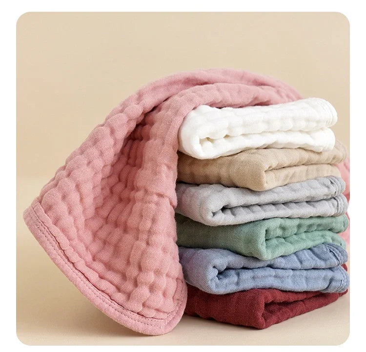 Cotton Baby Burp Cloths 6 Layer Muslin Towel Washcloths Absorbent Soft Gauze Facecloth Saliva Towel Feeding Baby Stuff