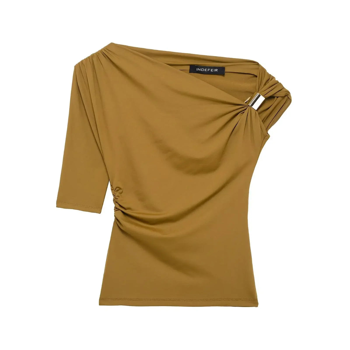 Women's Clothing 2026 Early Spring New Multi Color Sloping Shoulder Off Shoulder Design Side Top