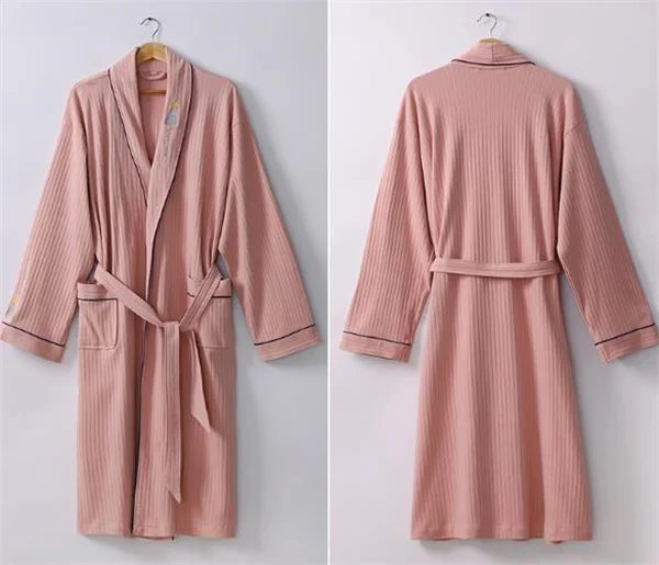 Pure Cotton Dressing Gown Women's Pajamas New Long Sleeve Autumn Winter Couple Robe Knit Sleepwear Woman Bathrobe Shower Robe