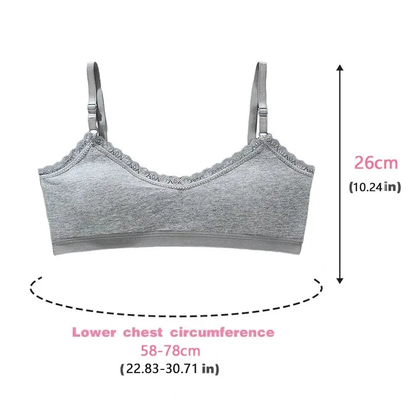 1 PCS Girls Lace Bras Children Breathable Underwear Kids Tube Tops Soft Cotton-padded Teens Youth Girls Washable BRAS Camisoles