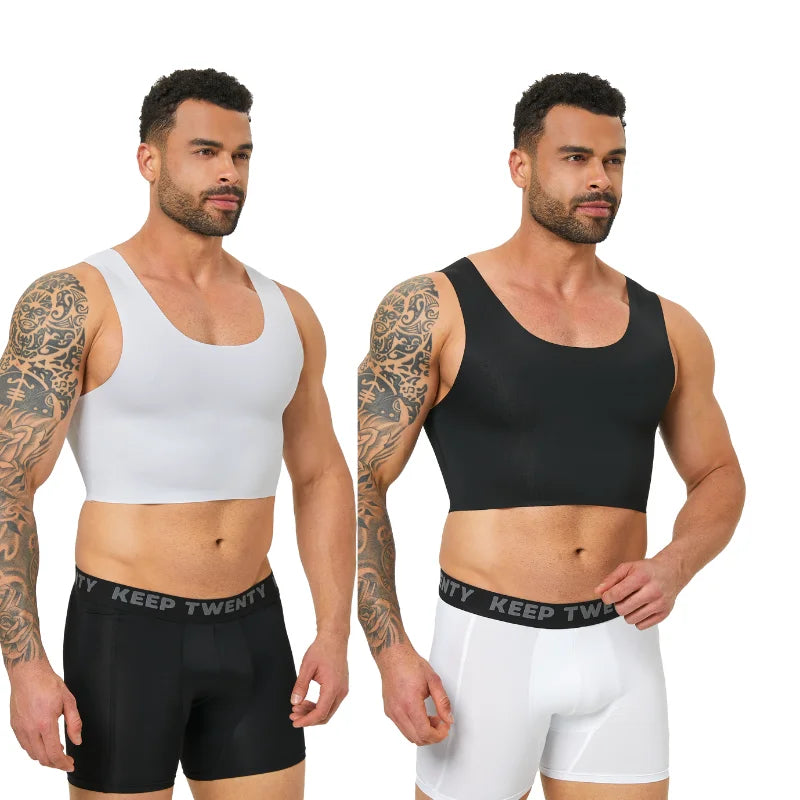 Men's Seamless Shaping Short Vest, Sleeveless Slim Fit Underwear, High Elasticity Breathable Comfortable Vest
