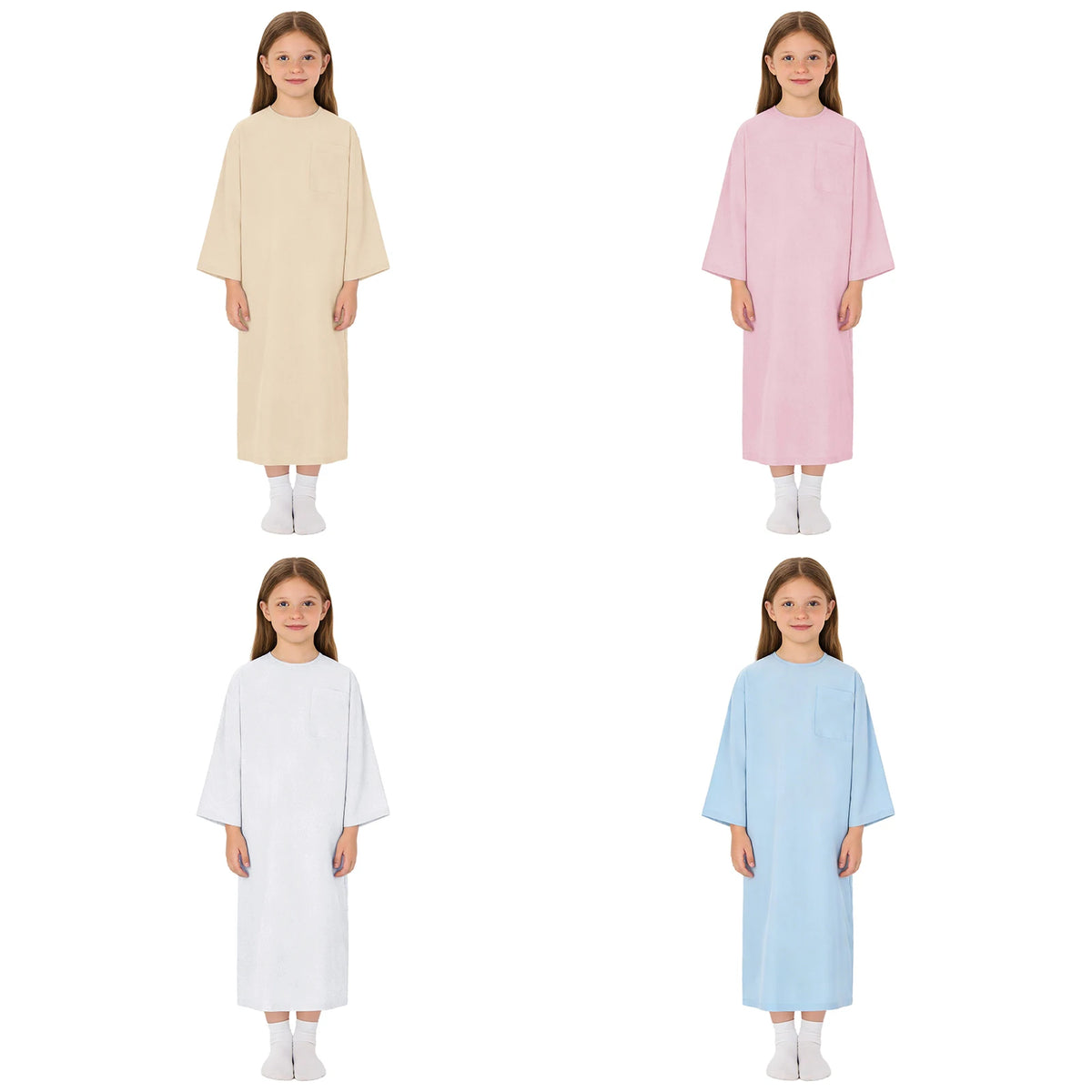 Children Pediatric Hospital Gown Long Sleeve Full Open Tear Away Adaptive Dress Special Needs Boys Girls Medical Patient Nursing