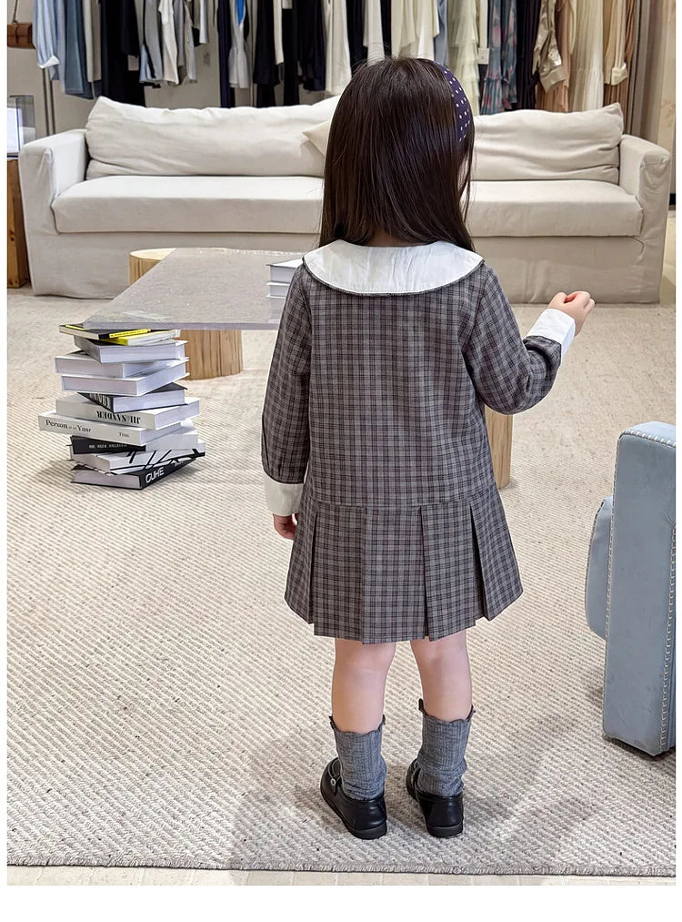 New Children Clothing Dress Winter Clothing Children Plaid Long Skirt Comfortable and Casual Pure Cotton A-class Baby Girl Dress
