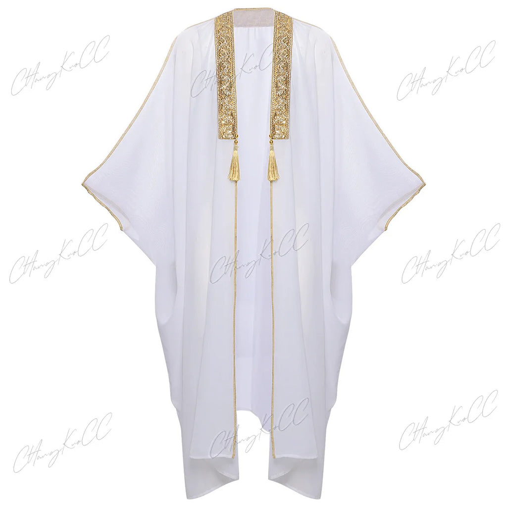 Mens Tops Muslim Middle Eastern Islamic Arabic Clothing Loose Striped Long Sleeve Full Length Halloween Cosplay Robe