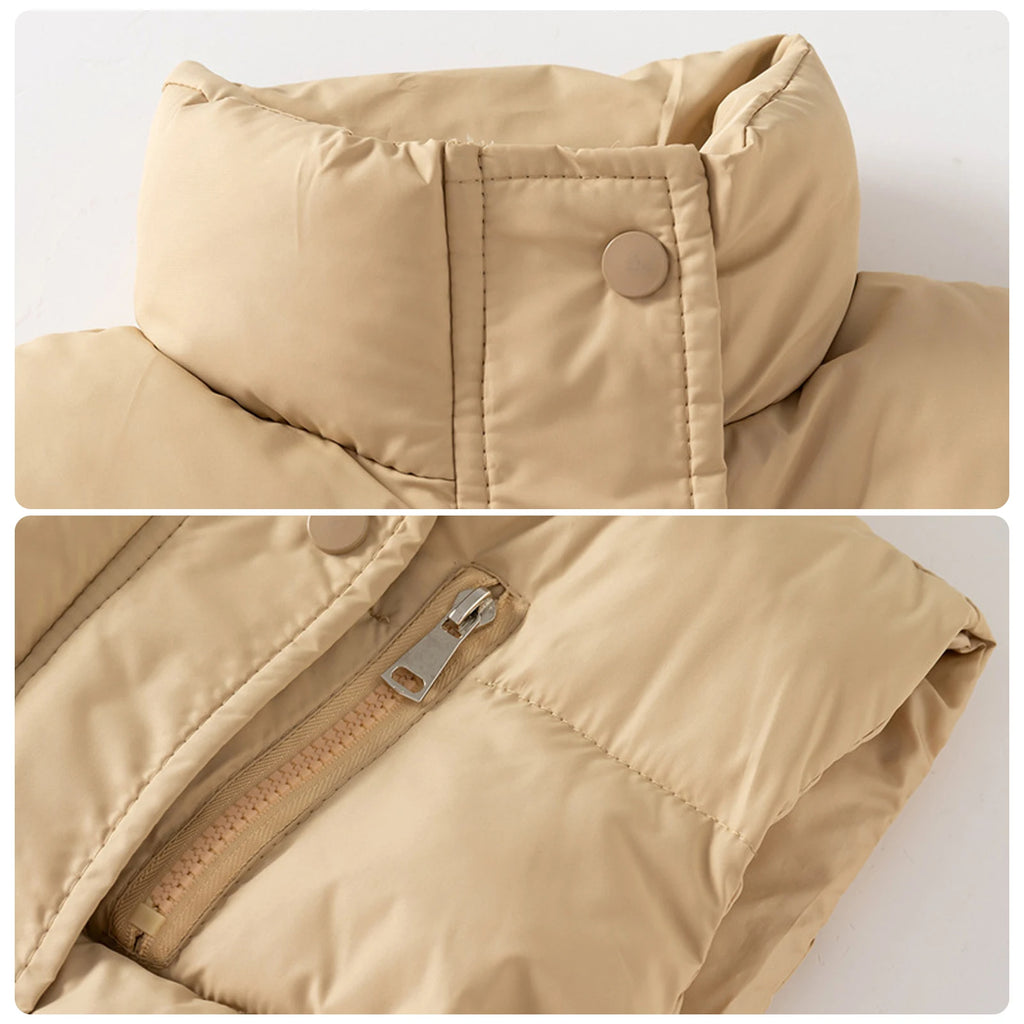 Children's Down Cotton Jacket,Girls Winter Vest,Warm Sleeveless Fleece Boys Waistcoat,Stand Collar Toddlers Quilted Coat